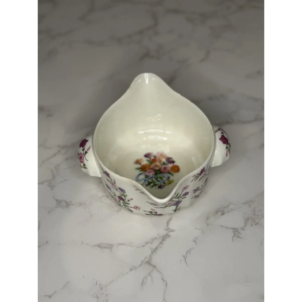 W.S.George Bolero 112A Floral Double Spout Sugar Bowl Gravy Boat Vintage Ceramic